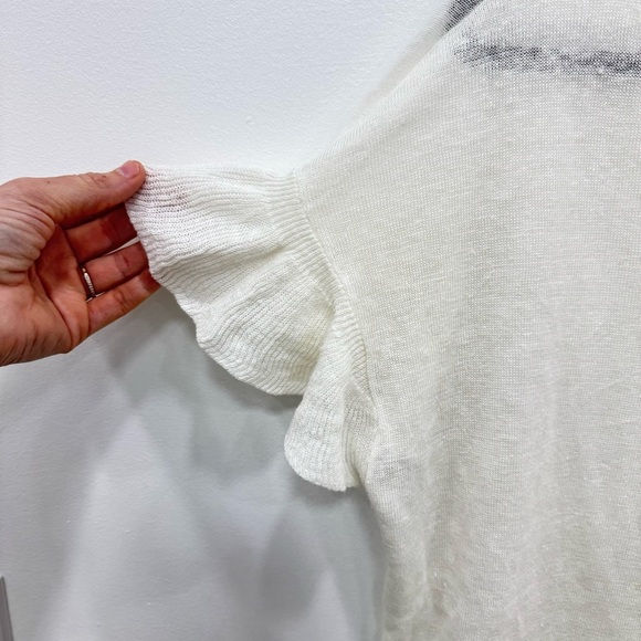 Tori Richard Honolulu 100% linen white cream short bell sleeve size large - Picture 2 of 5